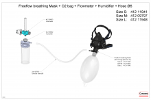 412 09797 - Freeflow breathing Mask + O2 bag + Flowmeter+ Humidifier + Hose Ø6
