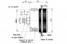 Dia 63mm Brass Pressure Gauge Dimensions (1/4''BSP)